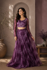 Satin Organza Floral Print Co-Ord Set