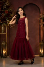 Crimson Princess Embellished Kids Gown