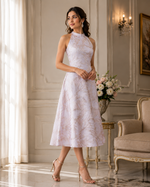 Blush Feather Jacquard A line kurtis