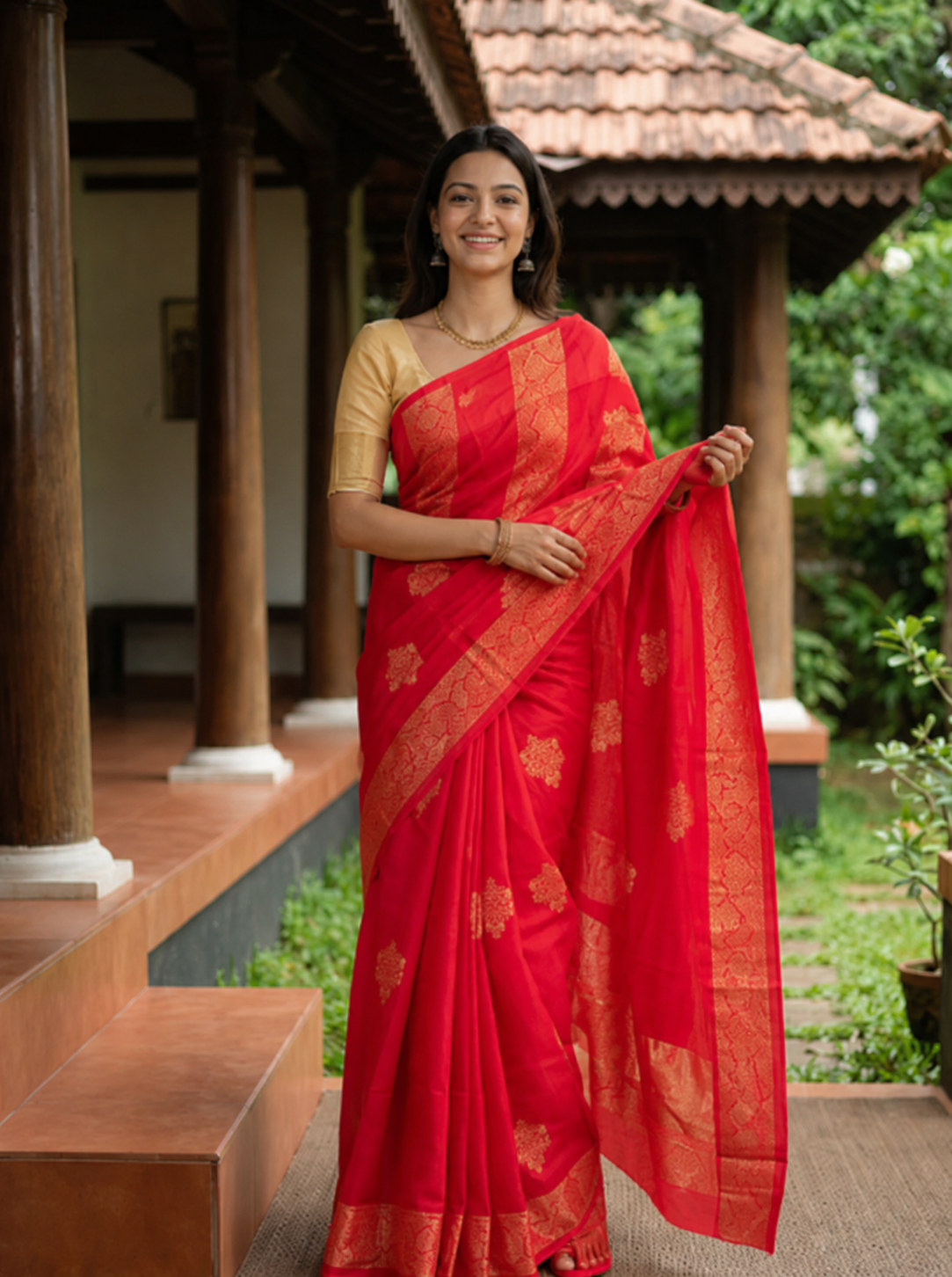 Royal Crimson Kanchipuram Heritage Soft Silk Saree