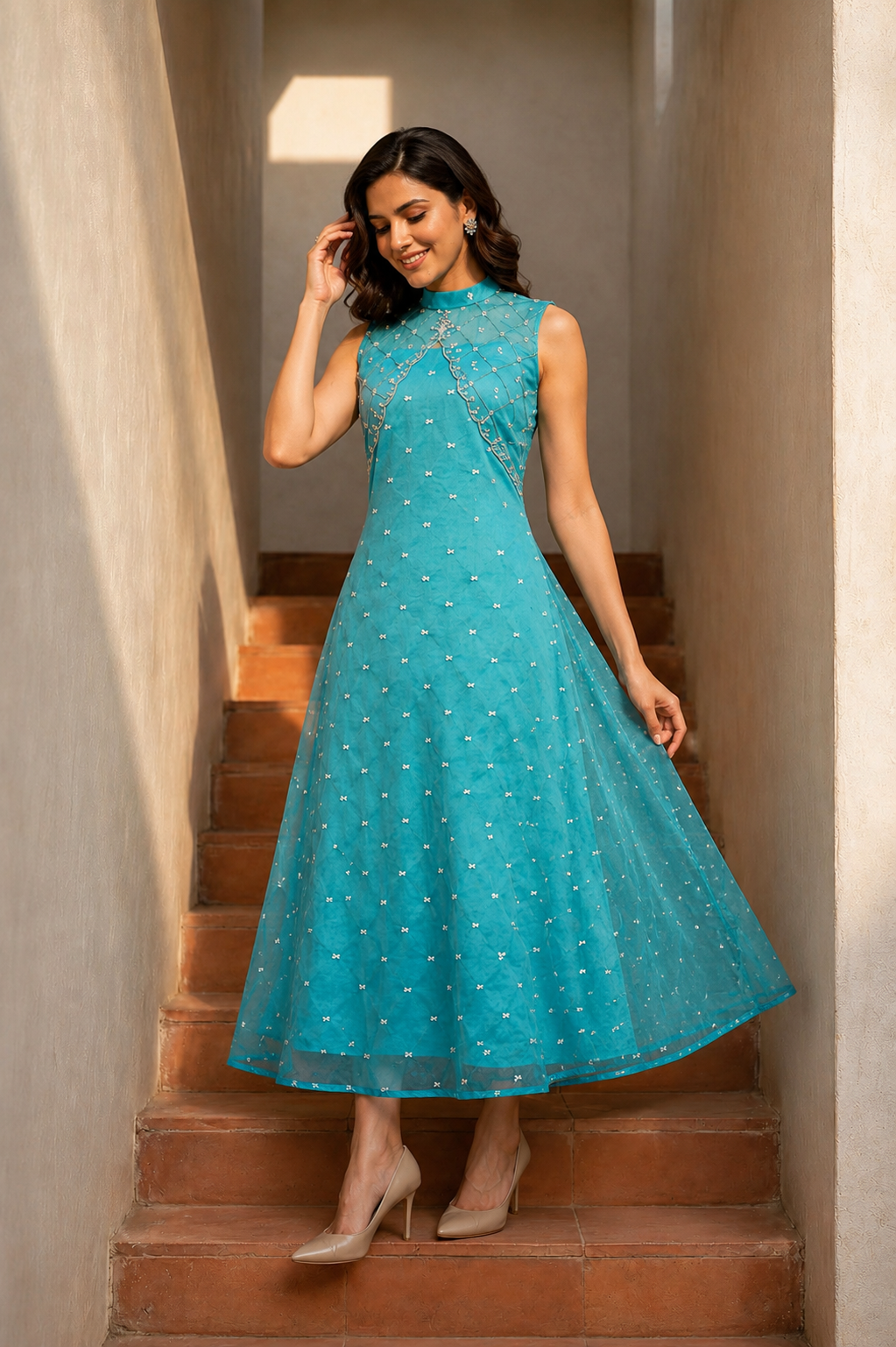 Silk organsa Embroidered A line Anarkali