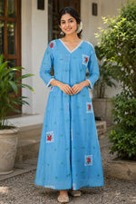 Blossom Embroidered Cotton box type kurti