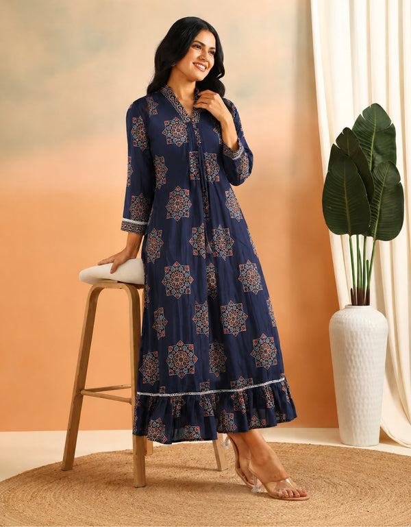 Midnight Mosaic Cotton Kurtis