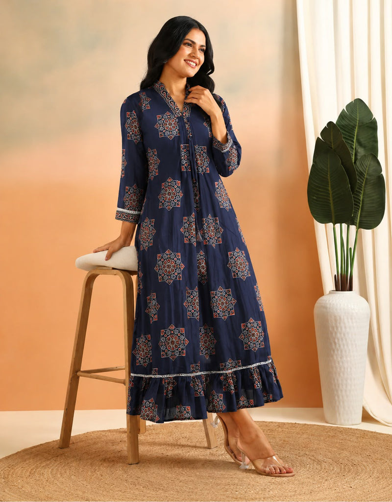 Midnight Mosaic Cotton Kurtis