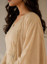 Beige Embroidered Straight Kurta Set with Dupatta