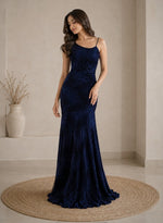Midnight Navy Ruched Mermaid Gown