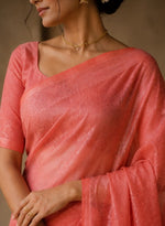 Coral Pink Kanjivaram silk Saree