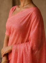 Coral Pink Kanjivaram silk Saree