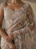 Pastel Bloom Embroidered Designer Saree