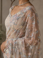 Pastel Bloom Embroidered Designer Saree