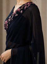 Midnight Floral Embroidered Georgette Saree