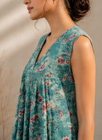 Floral Printed Gathered A-Line Dress