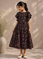 Floral Printed Cotton umbrella kids frock