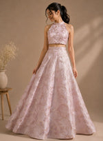Baby pink Floral Turkish Organza crop top