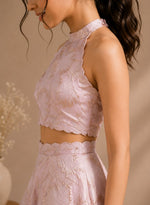 Baby pink Floral Turkish Organza crop top