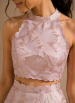 Baby pink Floral Turkish Organza crop top