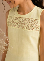 Pastel Yellow Lace Panel A-Line Dress