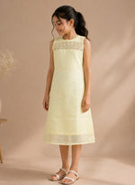 Pastel Yellow Lace Panel A-Line Dress