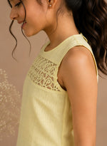 Pastel Yellow Lace Panel A-Line Dress