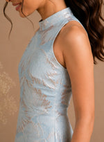 Pastel Blue Floral Embroidered Turkish Organza Dress