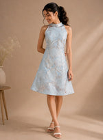 Pastel Blue Floral Embroidered Turkish Organza Dress