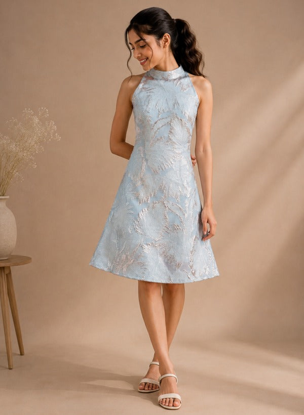 Pastel Blue Floral Embroidered Turkish Organza Dress