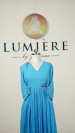 Azure Bloom Embroidered A line kurti