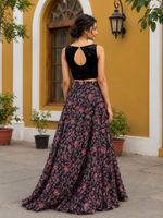 Midnight Bloom Velvet Co-Ord Set